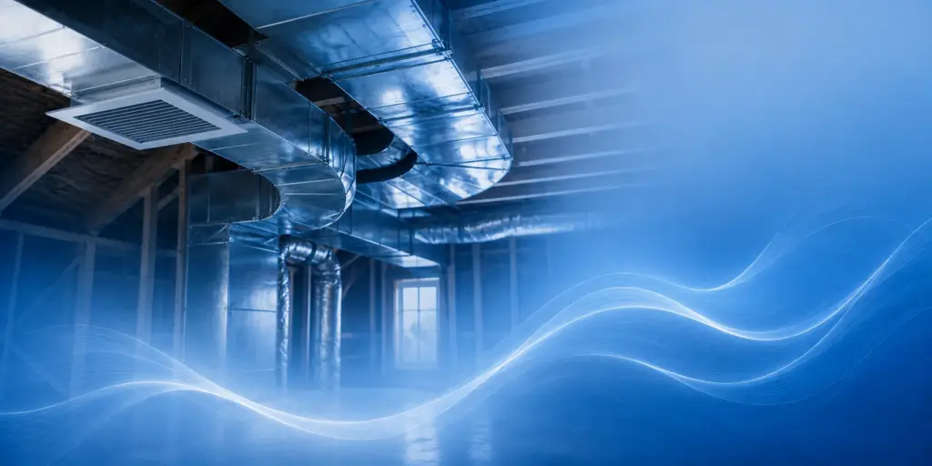 Ductwork in a basement