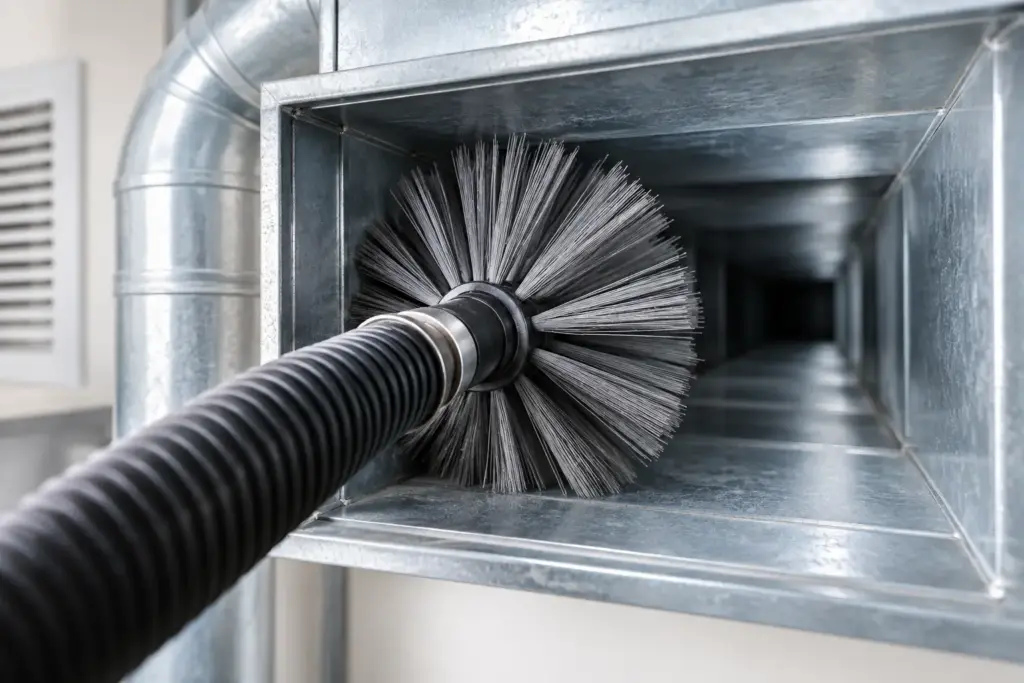 Brush cleaning out duct work